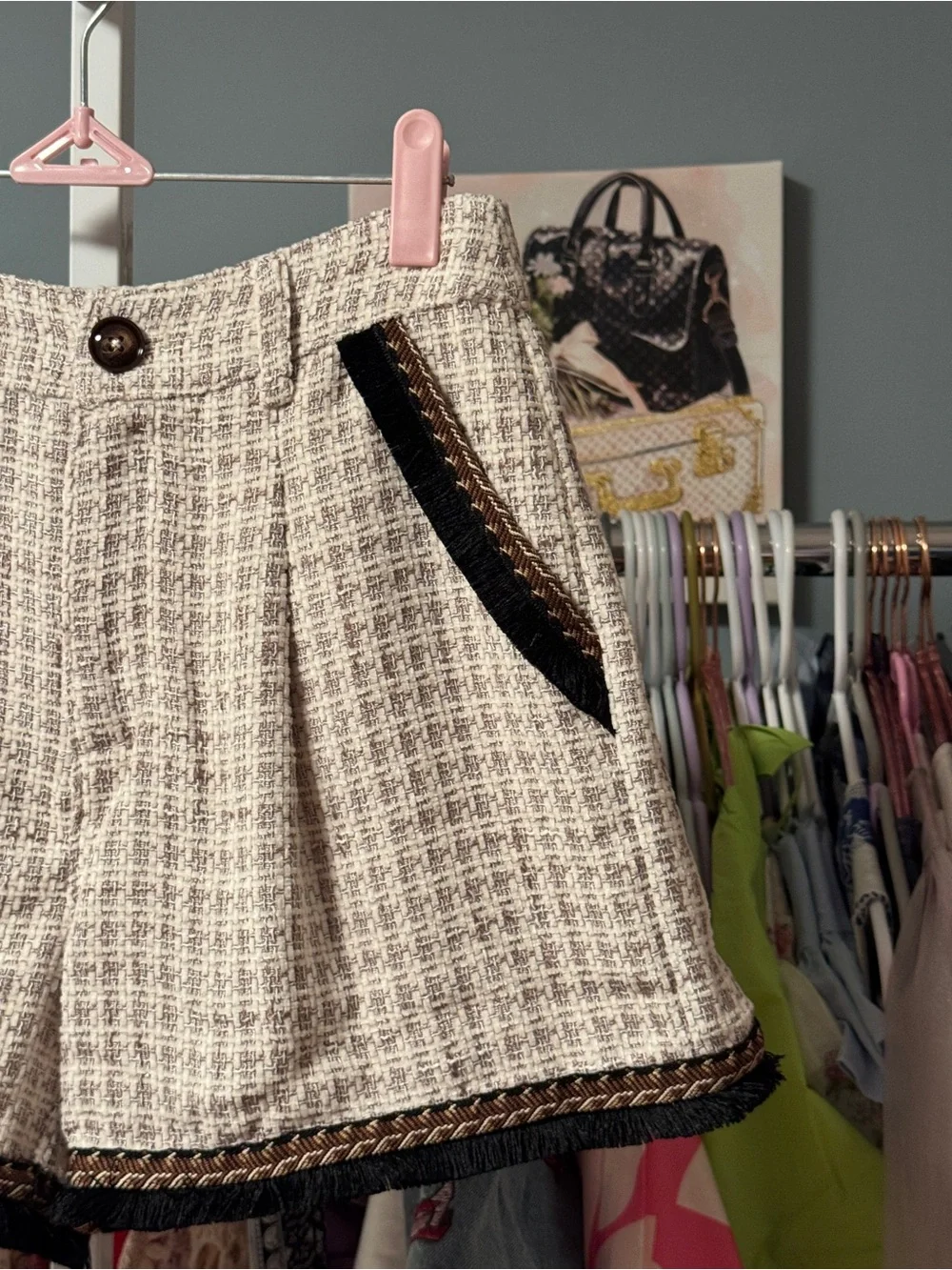 248 • High-Rise Tweed Plaid Women’s Shorts